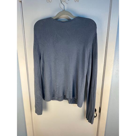 Eileen Fisher Cardigan Sweater Small Blue Silk Blend Preppy Minimalist Office - Picture 4 of 6